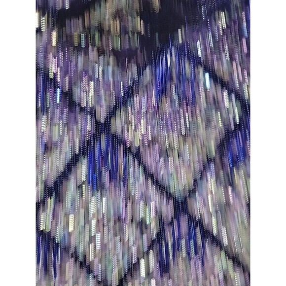 Idell Imports blue fringed beaded sequined cocktail top sleeveless wool Sz M Mod - Picture 2 of 12